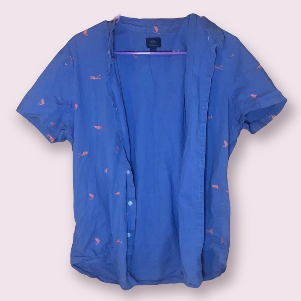 J. Crew Button Up Ocean Print Mens Size Large